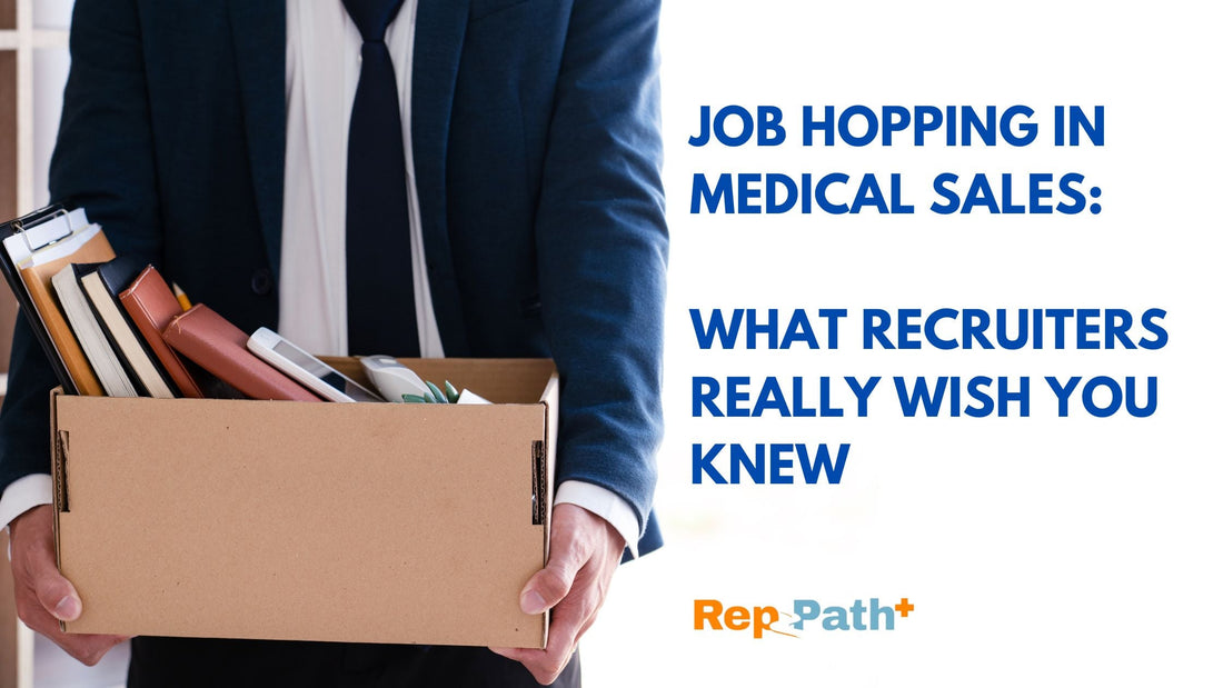 Medical sales recruiter reviewing resumes with focus on career stability and results