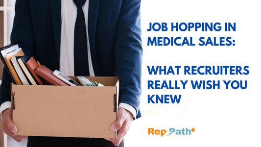 Medical sales recruiter reviewing resumes with focus on career stability and results