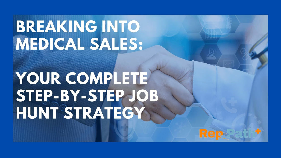 Job seeker preparing for a medical sales interview with resume, portfolio, and professional attire, treating the job hunt like a sales campaign.