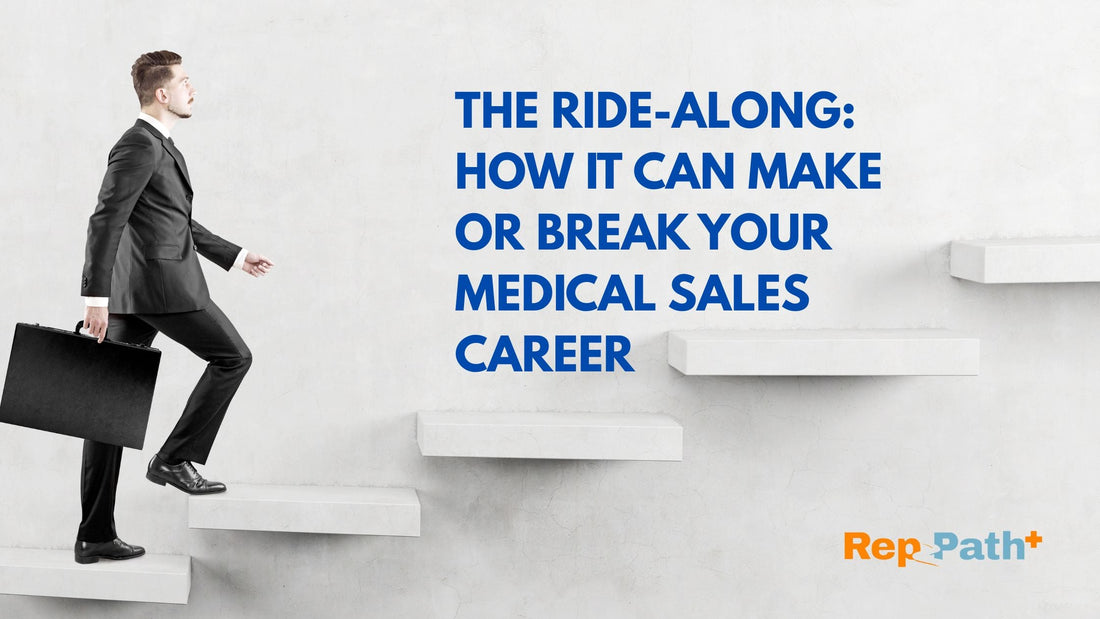 Medical sales representative preparing for a ride-along meeting with a healthcare provider.
