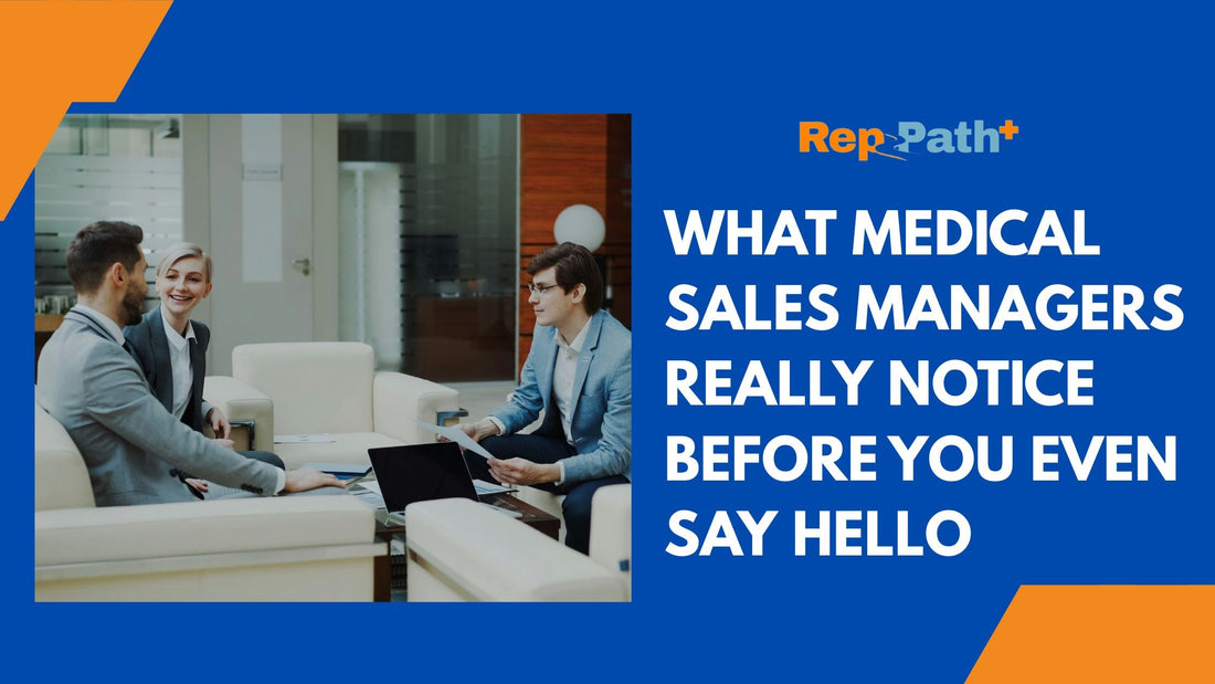 Medical sales manager shaking hands with candidate during interview – professional meeting before job offer.